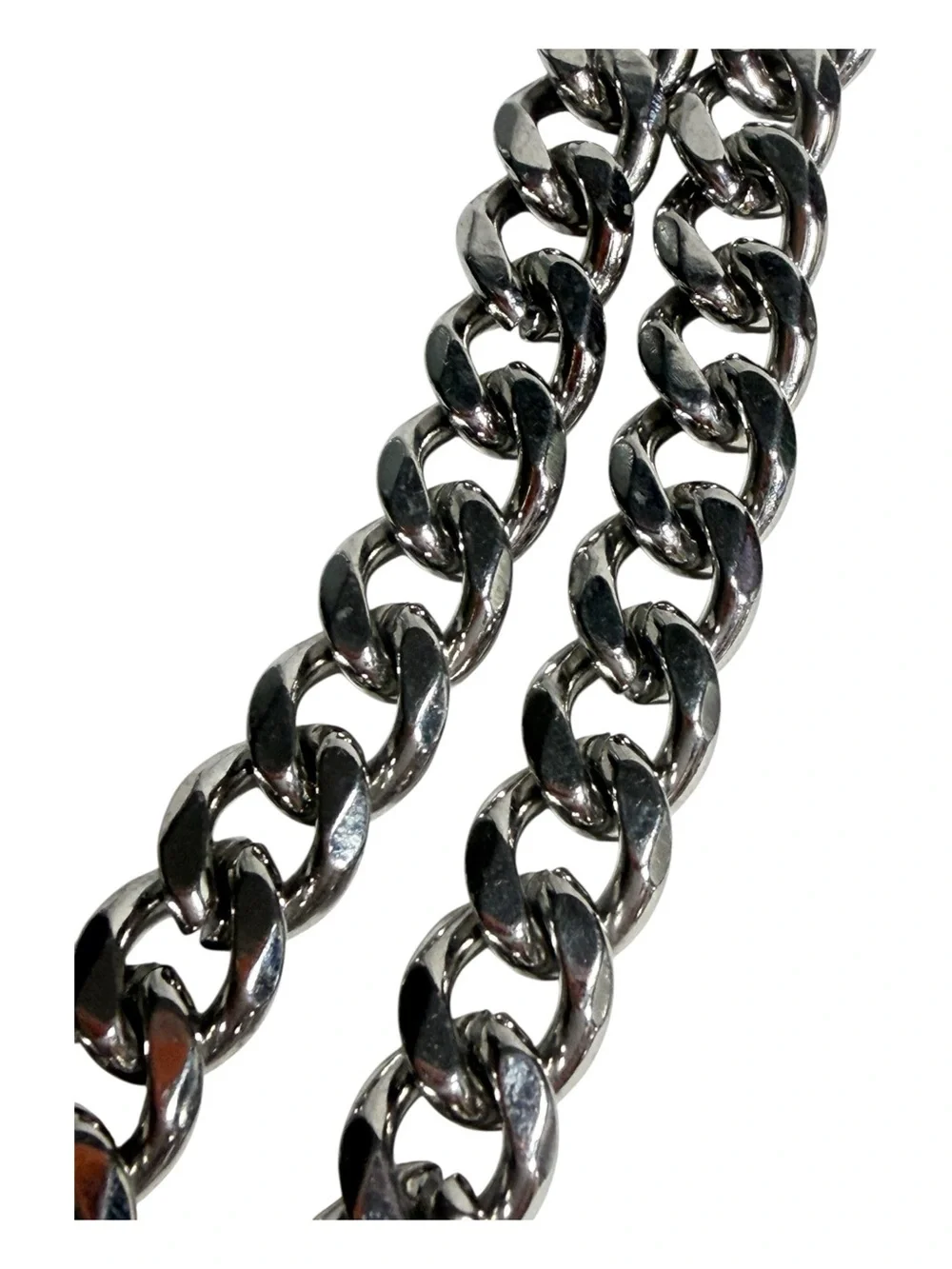 Mens Heavy Curb Chain Necklace Silver Tone 18 Inch Unisex